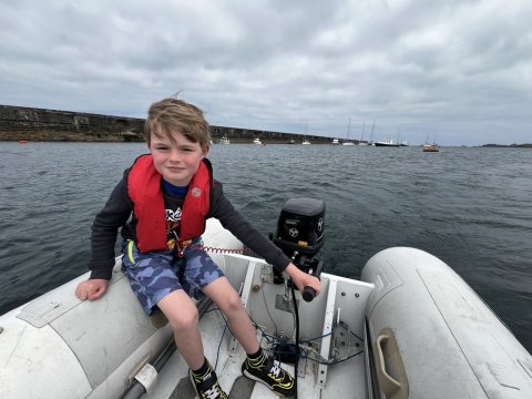 Learning to drive the dinghy (by Fergus)